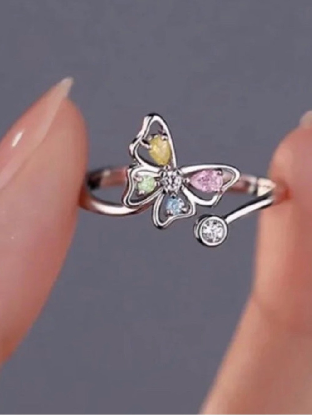 TO MY DAUGHTER PERSONALIZED Multi Color Diamond Butterfly Fidget Ring